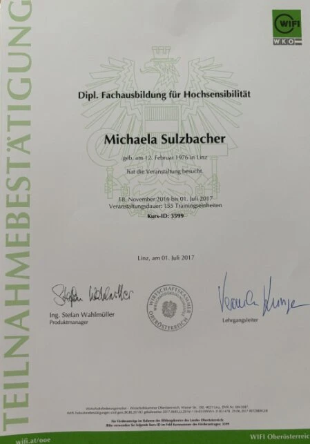 WIFI Diplom Fachausbildung für Hochensibilität
